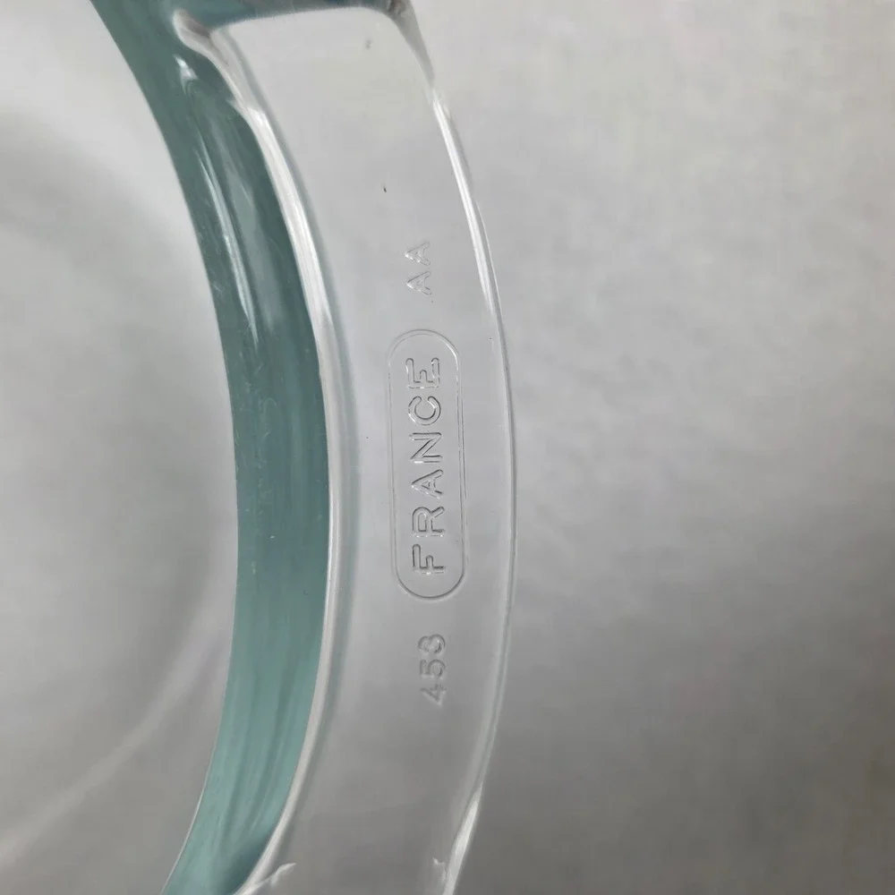 Pyrex France 453 Clear Glass Round Casserole Dish with Lid 1.5 Qt Baker Vintage
